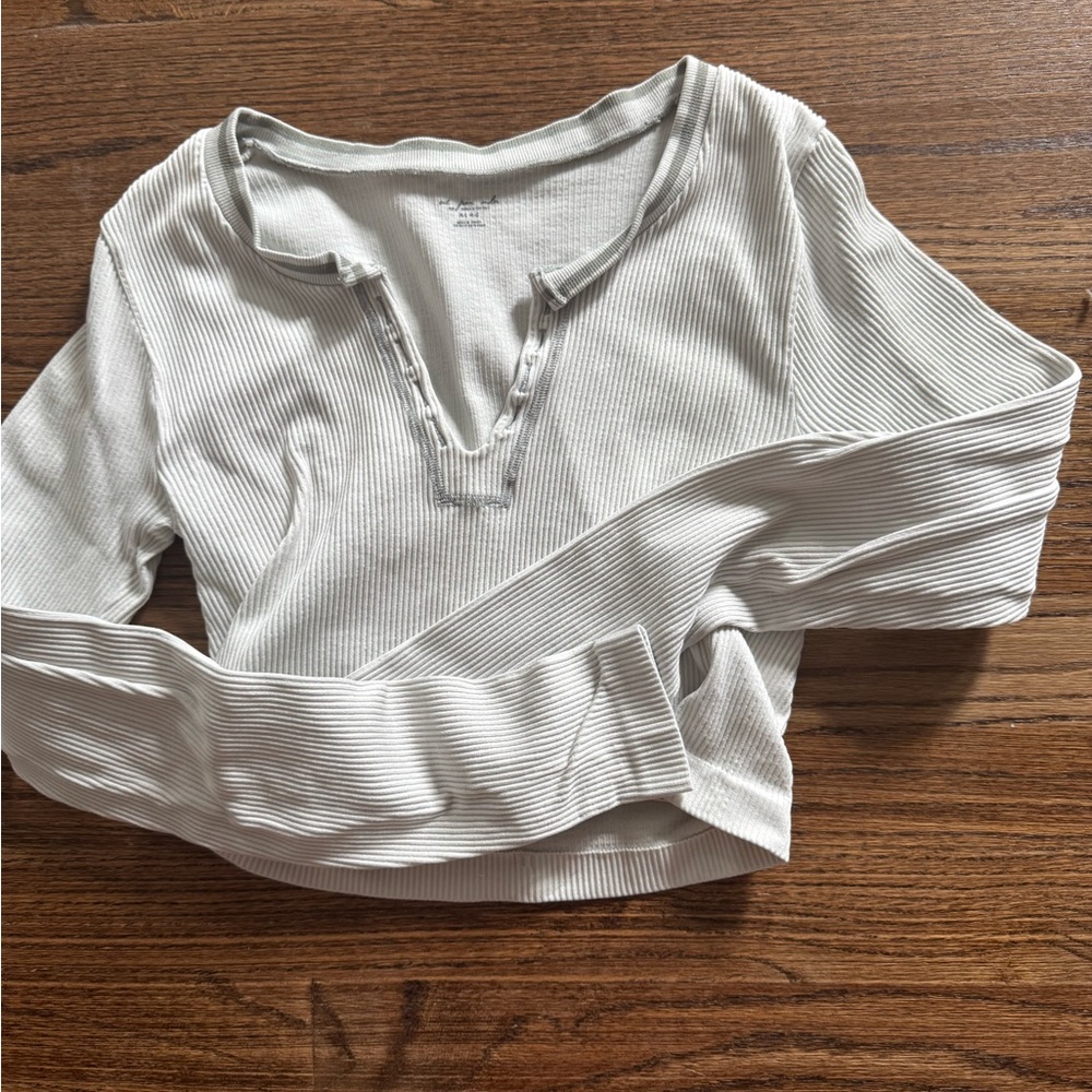Women's White Ribbed Top